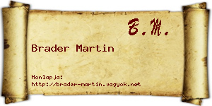 Brader Martin névjegykártya